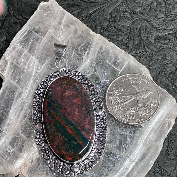 Heliotrope Bloodstone Pendant Stone Crystal Jewelry - Picture 6 of 7